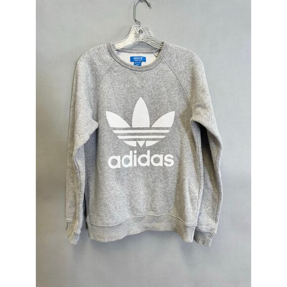 Adidas Originals Trefoil Crew Sweatshirt in Gray Size Small - Picture 4 of 12
